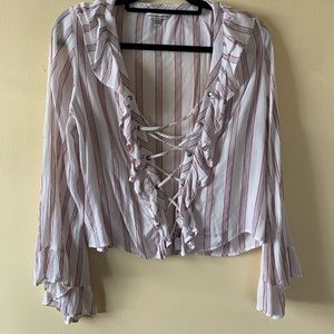American Eagle Outfitters | Red & White Ruffle top